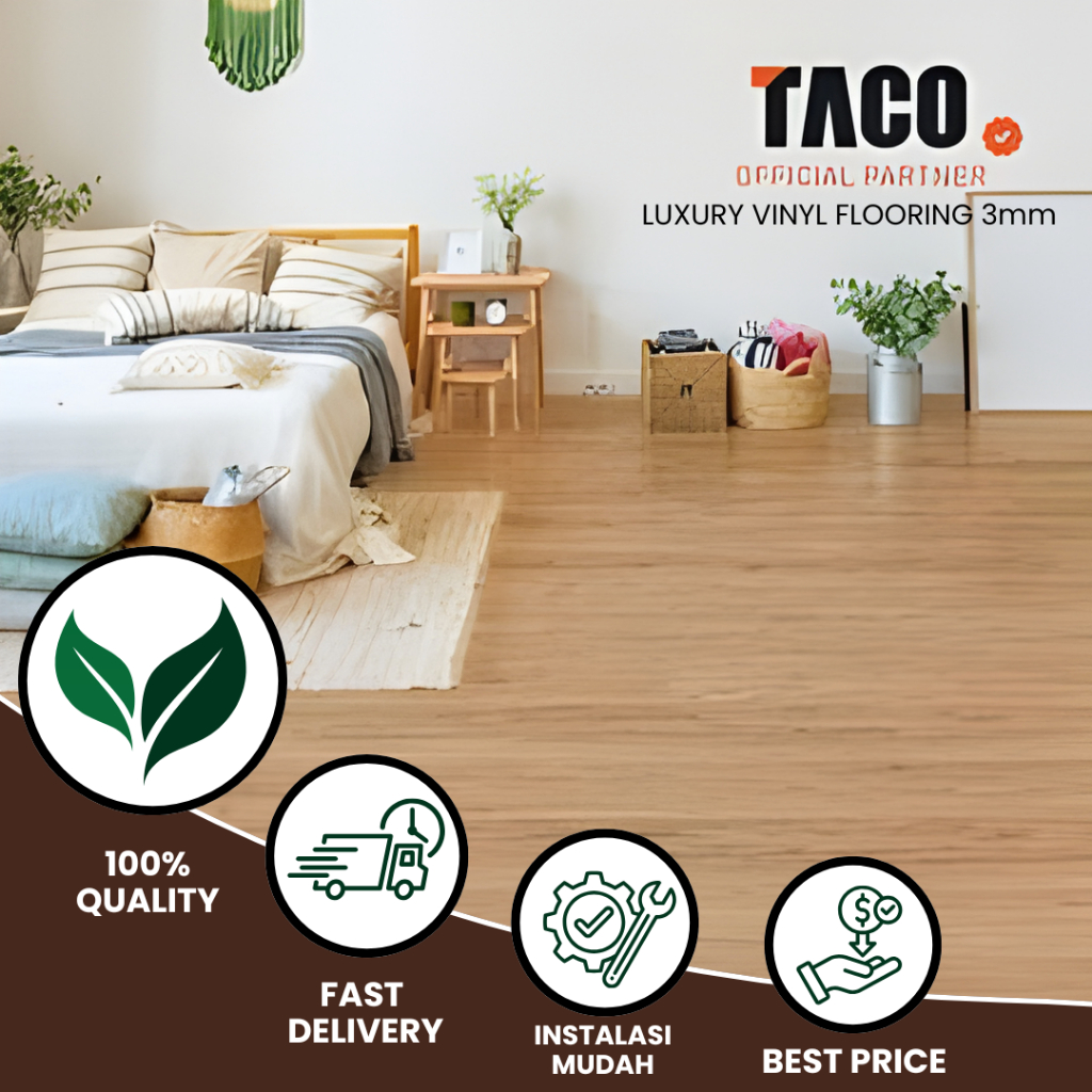 TACO Vinyl Lantai 3mm - Vinyl Plank TACO Tebal 3mm Motif Kayu