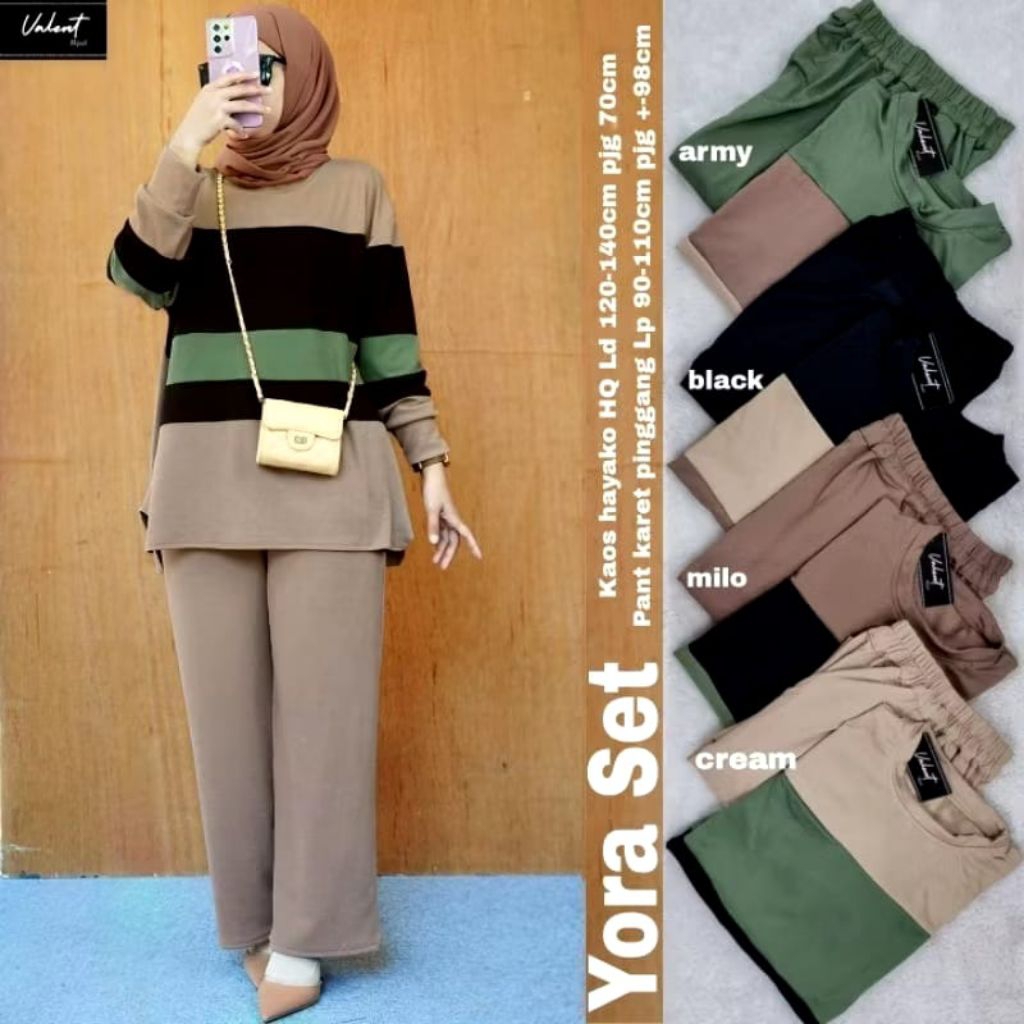 YORA SET BAHAN KAOS HAYAKO LD 120-140CM SETELAN BAJU MUSLIM WANITA