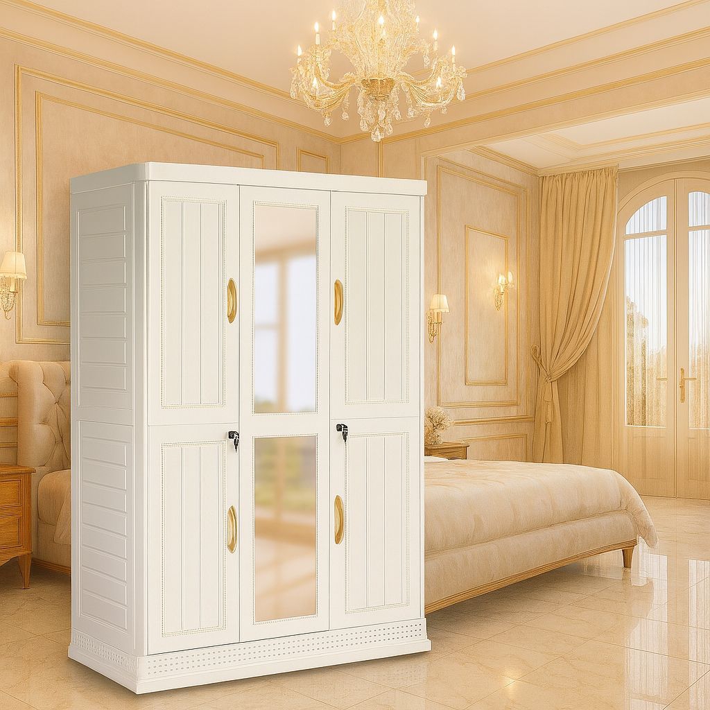 lemari plastik napolly pakaian 3 pintu  kaca minimalis cabro