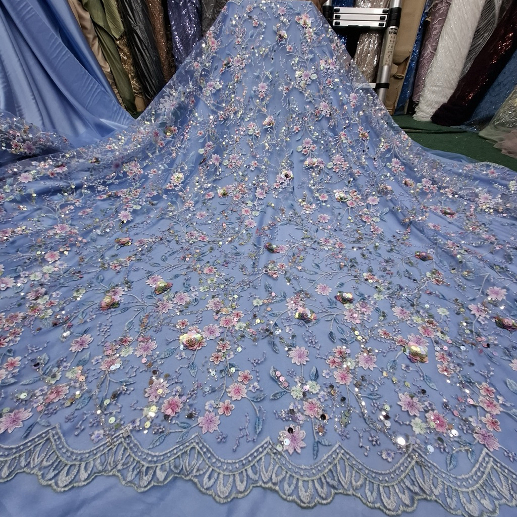 (COD)kain tulle 3D payet full/bungga timmbul bahan kebaya terbaru