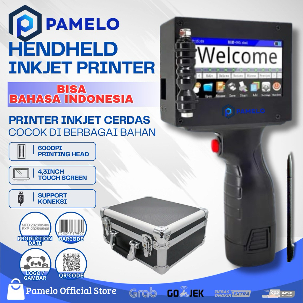 Mesin Coding Expired Date Logo QR Portable Handheld Inkjet Printer