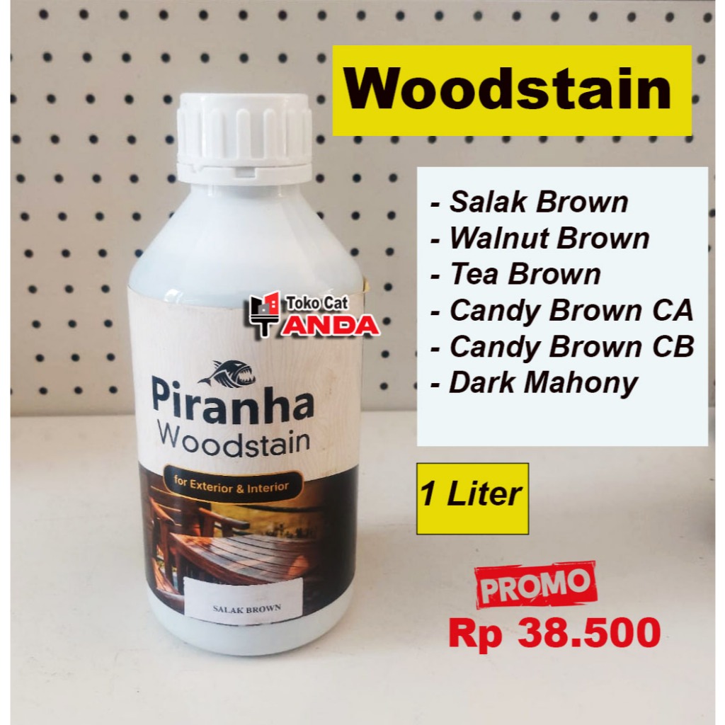 Woodstain Pewarna Politur Piranha 1Liter - salak brown - walnut brown - candy brown