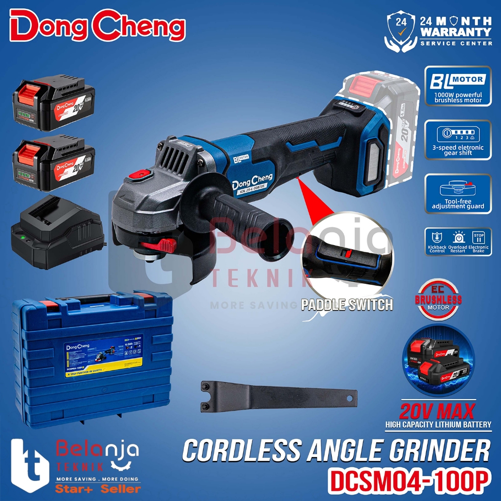 Mesin Gerinda Tangan Baterai Dongcheng DCSM04-100P EM Angle Grinder Cordless 4 Inch DCSM04-100 P EM 