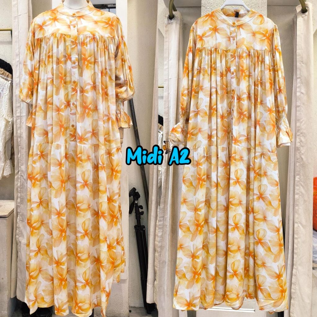 Jelita Midi Dress  | Puspita Hijab | Baju Casual | Gamis Lebaran Motif Bunga 2026