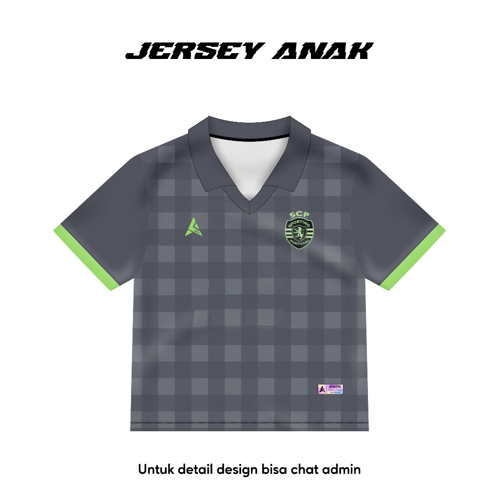 ATHLETIC SPORTWEAR - Jersey Bola Anak Sporting Lisbon Away 2018-2019 Fullprinting Casual - Atasan