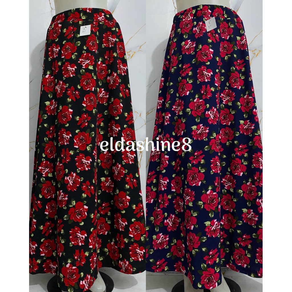 Terbaru Rok payung panjang wanita motif bunga/kembang
