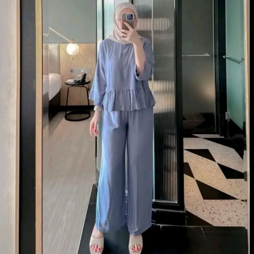 Aghnia set rempel rayon twill polos