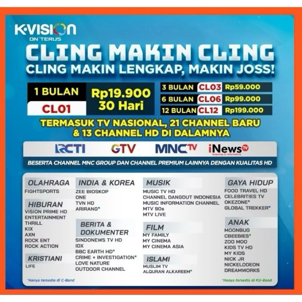 K-Vision Cling Isi Ulang Resiver Semua Tipe