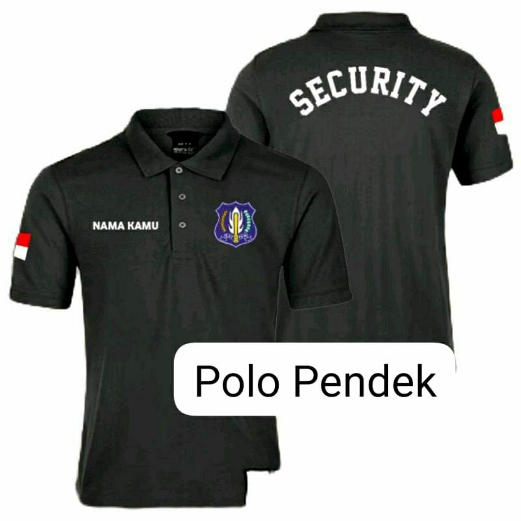 KAOS BERKERAH SERAGAM SECURITY LOGO BIRU TULISAN SECURITY MELENGKUNG // KAOS POLO BERKERAH SECURITY 