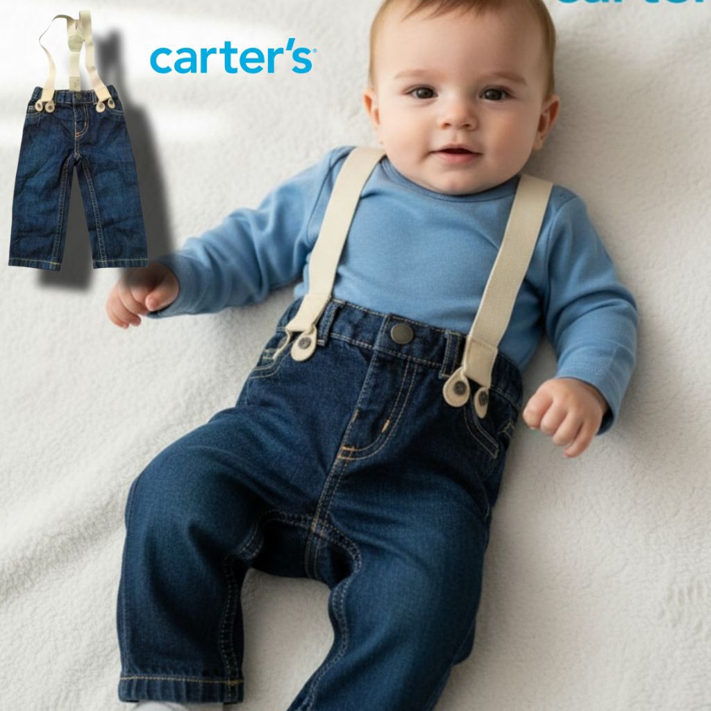 Celana Panjang Jeans Carter's Suspendert Baby Boy (Size 3m)