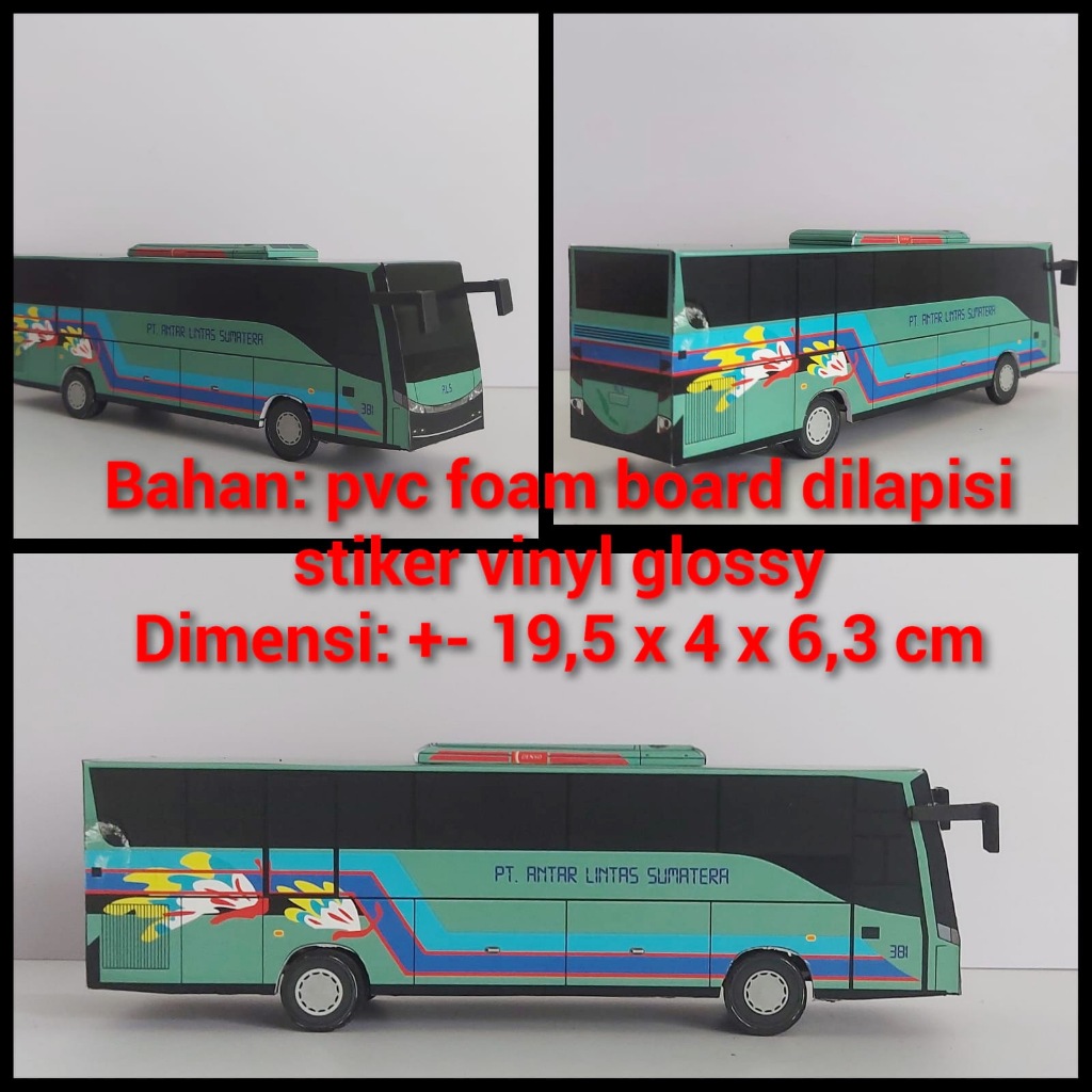 Miniatur Bus ALS (Antar Lintas Sumatera) Livery Lama - Papercraft Kurniatravel