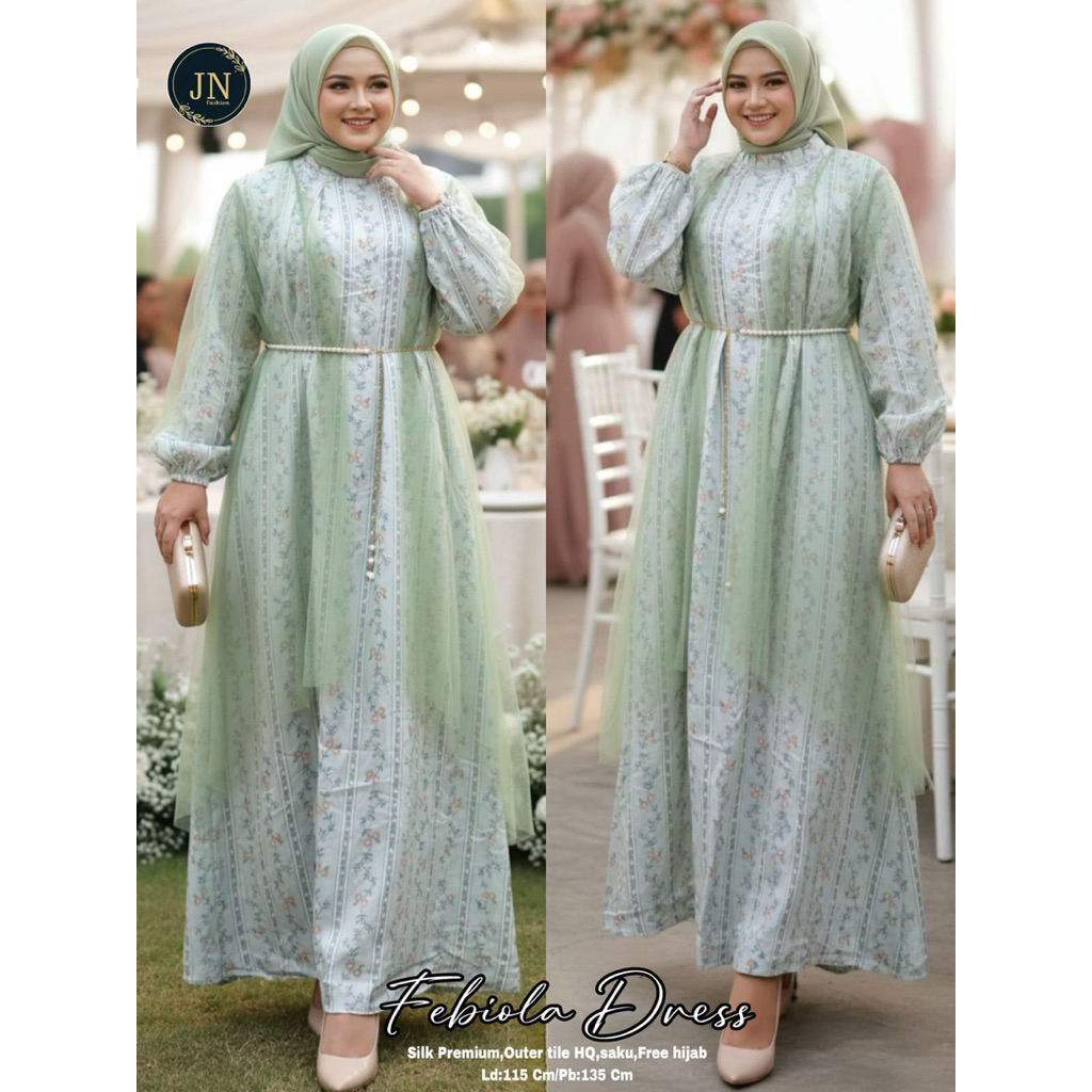 Febiola dress mewah ceruti full furing premium by JN STORE