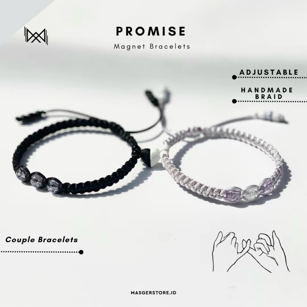 [Promise] Couple Magnet Bracelets | Gelang Couple Bestie Magnet Waterproof