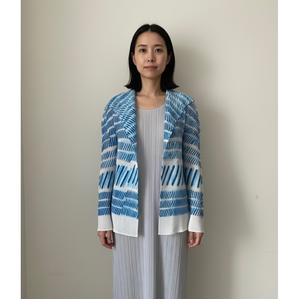 Issey Miyake Me Pleated Crinkle Cardigan