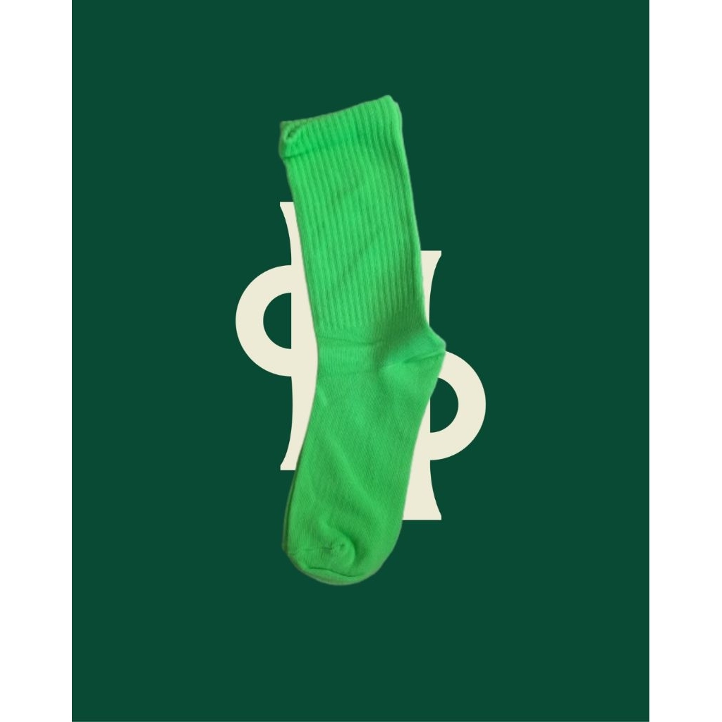 kaos kaki polos hijau neon