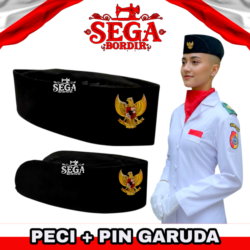 Peci paskibra + pin garuda / peci paskibra putra / peci paskibra putri