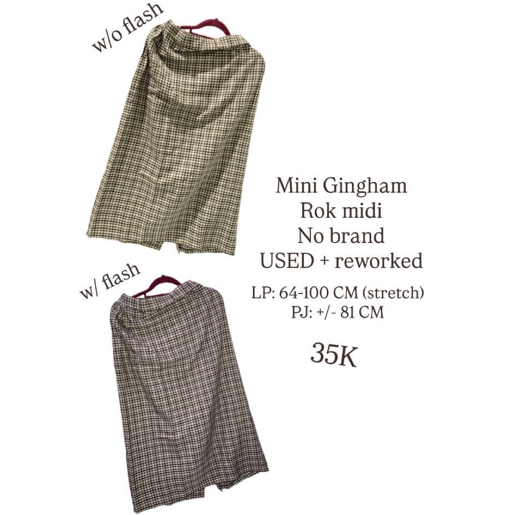 Mini gingham rok midi preloved