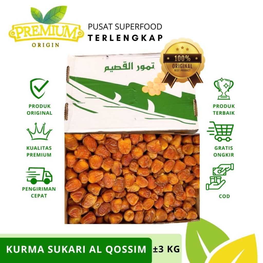 Kurma Sukari Saudi DUS 3 KG | Kurma Sukari Al Qossim DUS | Kurma Sukari | Kurma Sukari Oleh oleh Haj