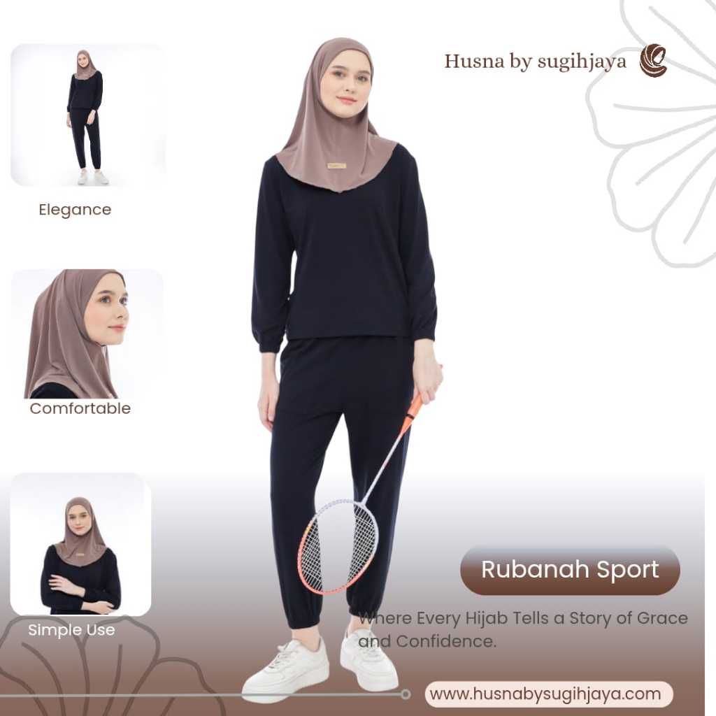Husna By Sugih Jaya Hijab Rubanah Sport Dewasa Daily Hijab Bahan Jersey Premium Zara