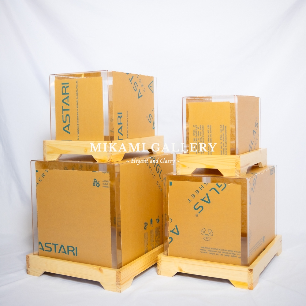 Hantaran Akrilik Seserahan / Kotak Akrilik seserahan Baki Kayu Rustic Fullset