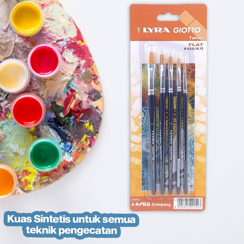 LYRA Brush Set Round & Flat - Kuas Lukis Cat Air