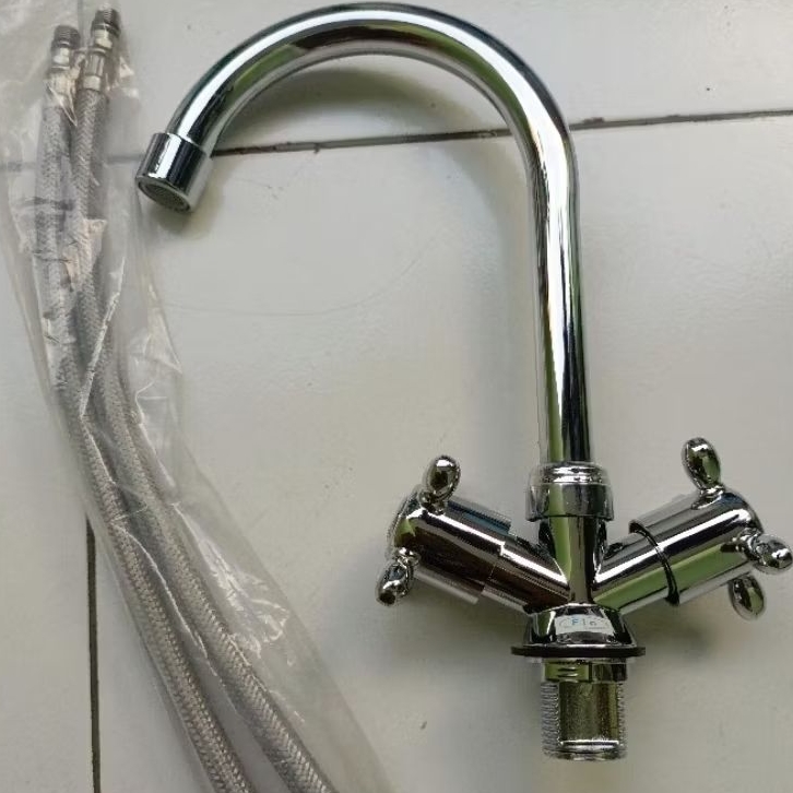 kran angsa meja panas dingin fio kran dapur wastafel panas dingin