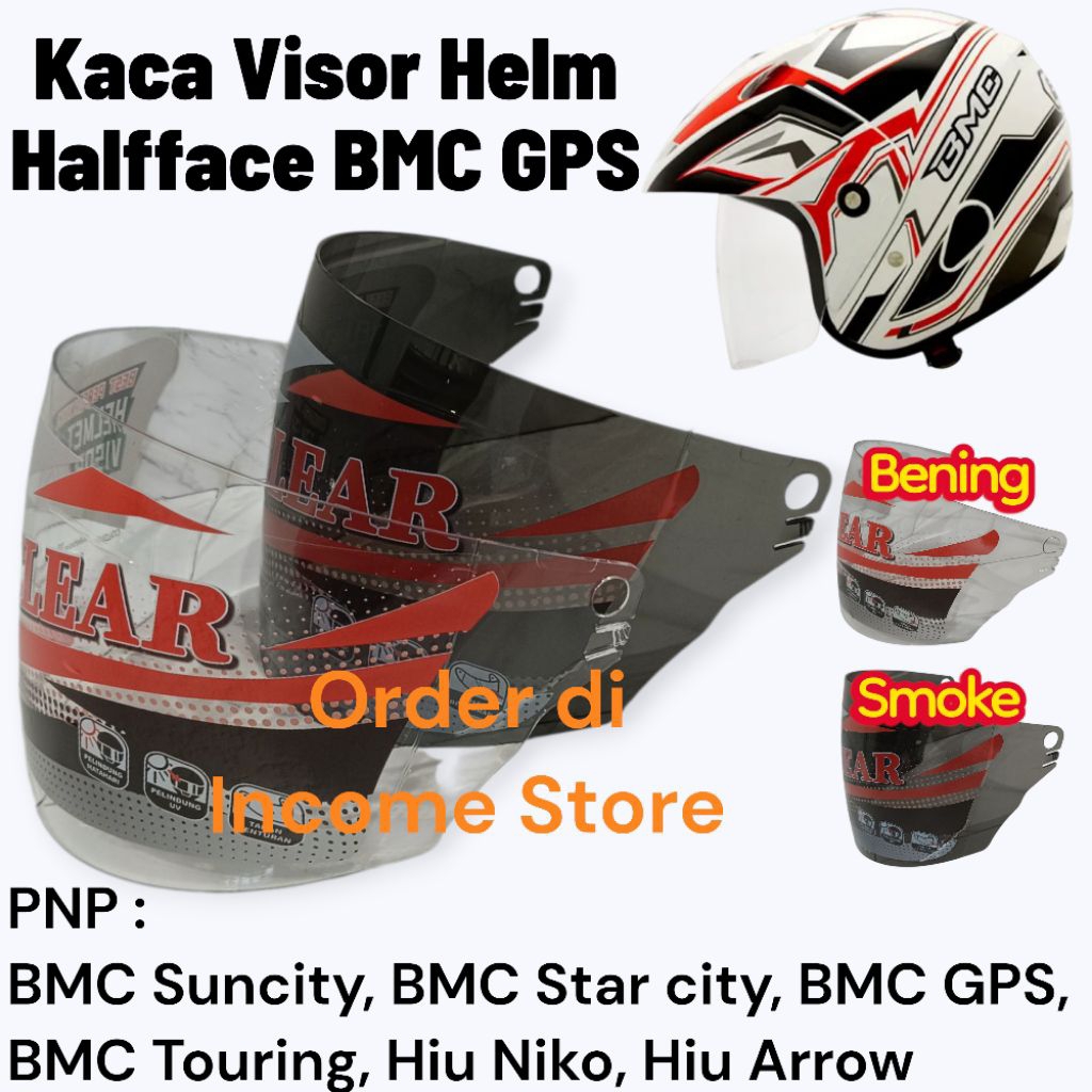 Kaca Visor Helm BMC GPS Kaca Helm Halfface BMC Hiu BMC Touring