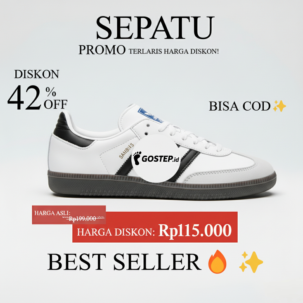 Sepatu Sneakers Putih Hitam Pria Wanita - Casual Kets Sekolah Kuliah Kekinian Sneakers Korean Style