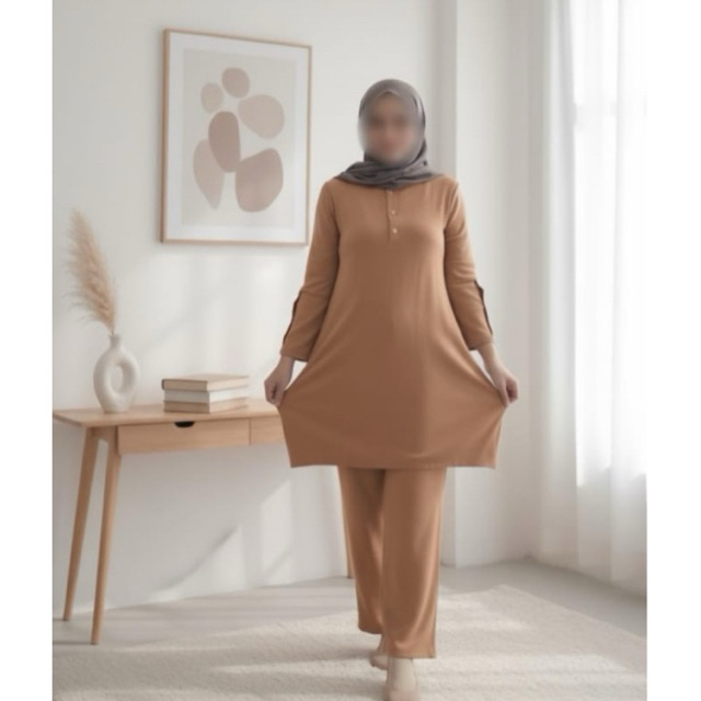 ❤️BRITANSFash❤️Kiara Oneset Polos Tunik /Setelan Celana / Setcel Tunik