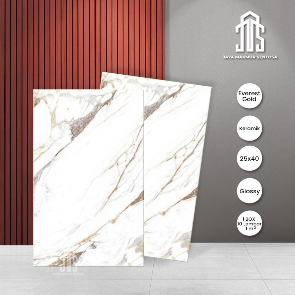 Keramik Dinding Glossy Motif Carara Everest Gold 25x40