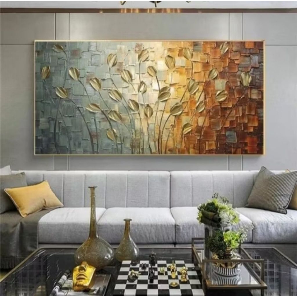 Lukisan bunga aestetic hiasan dinding ruang tamu