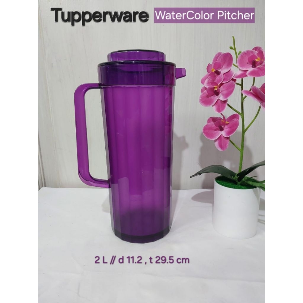 Teko kristal Tupperware watercolor pitcher ungu tua-baret penyimpanan
