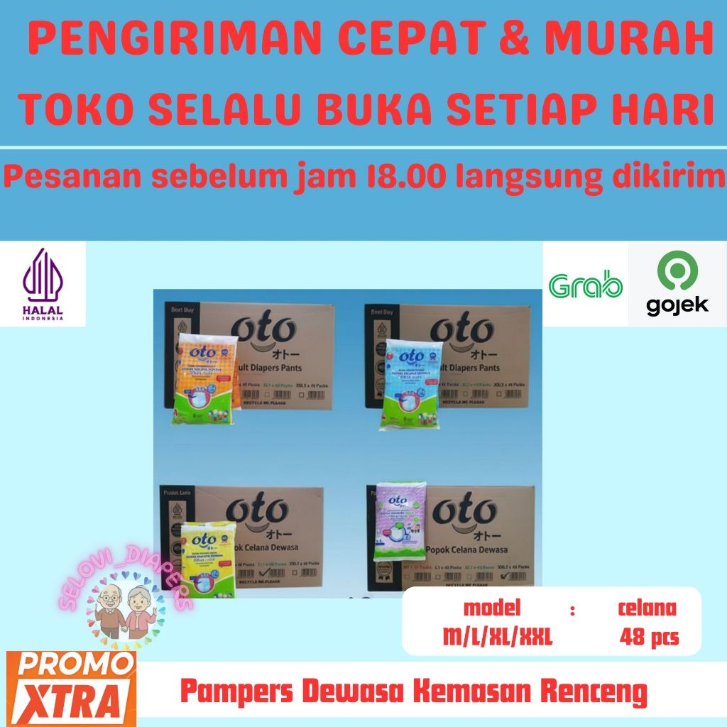 Pampers Dewasa / popok dewasa model celana merk OTO Diapers PANTS BEST SELLER KUALITAS TERBAIK dan O