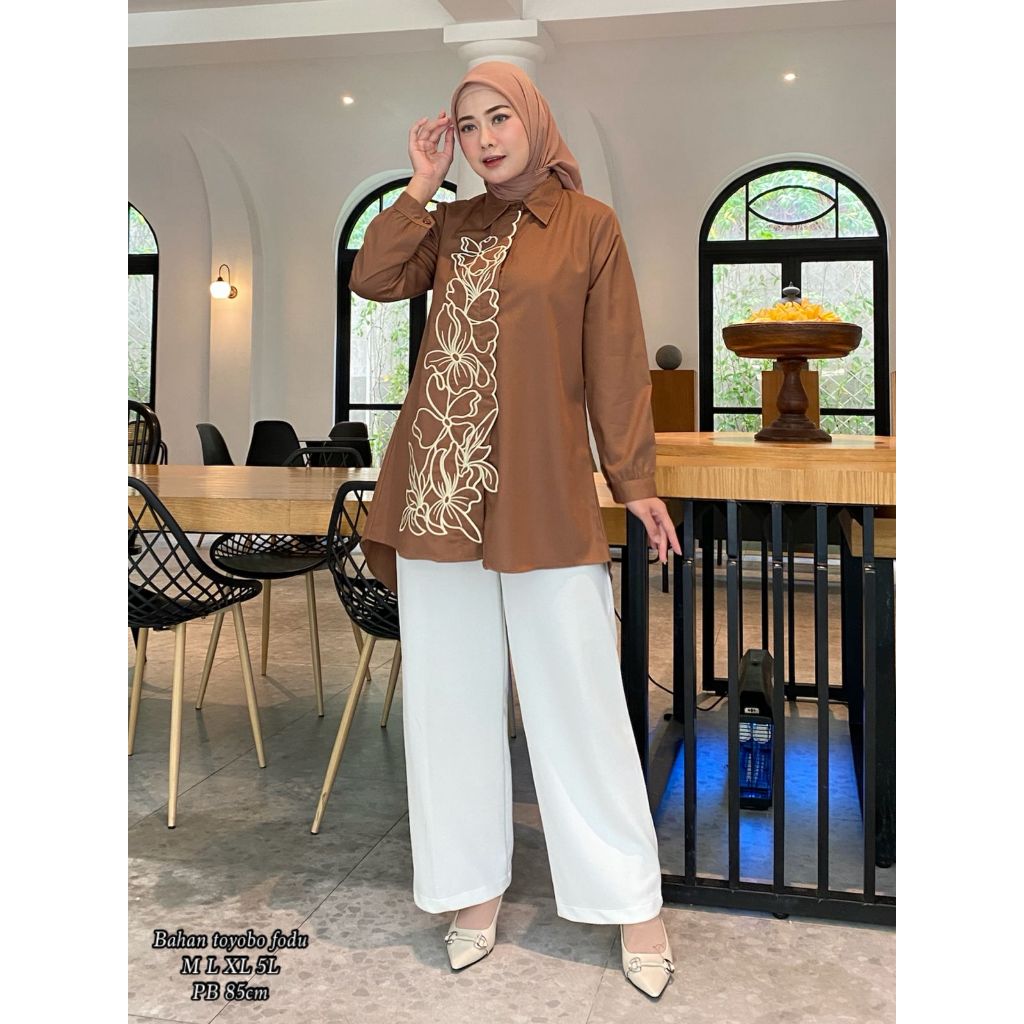 TUNIK AMIRA BORDIR KATUN TOYOBO WANITA MUSLIM | TUNIK TERBARU 2026