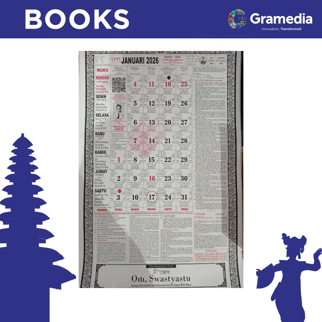 Gramedia Bali - KALENDER DINDING 2026 BANGBANG GDE RAWI / KALENDER BALI 2026
