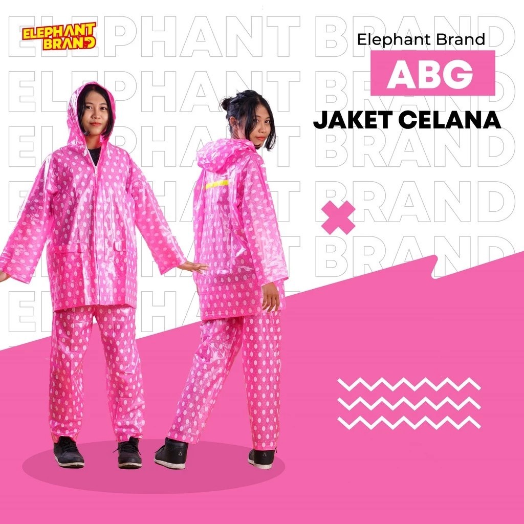 Jas Hujan Elephant Brand - ABG || Jas Hujan Motif Polkadot Model Jaket Celana