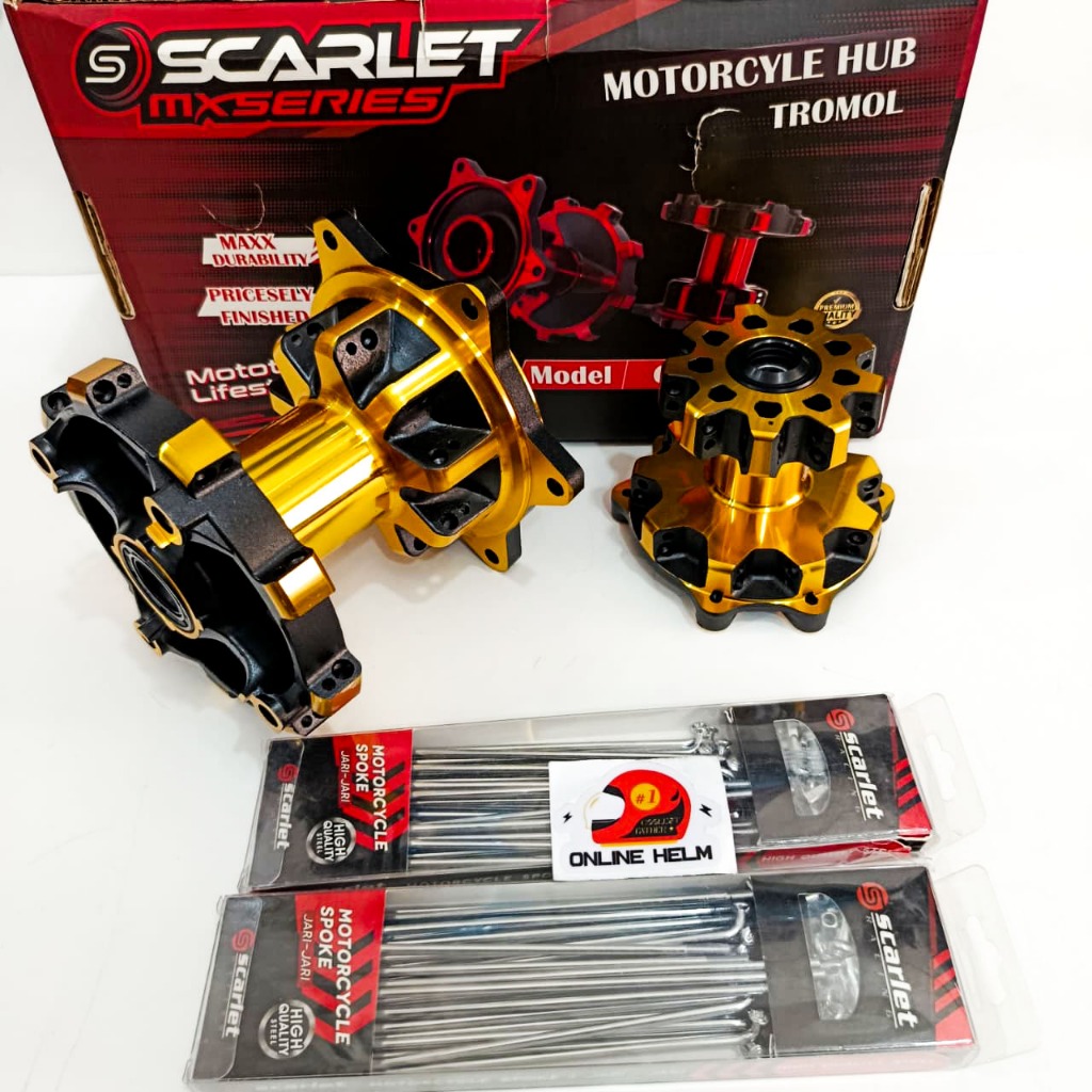 TROMOL DEPAN BELAKANG SET JARI JARI CHROME TWO TONE CRF 150 SCARLET FULL CNC GOLD