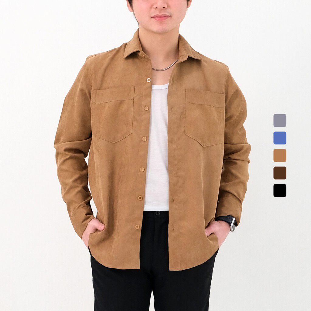 Kemeja Lengan Panjang Slim Pria | Kemeja Krah | kemeja Corduroy |Cody Suede LS Shirt