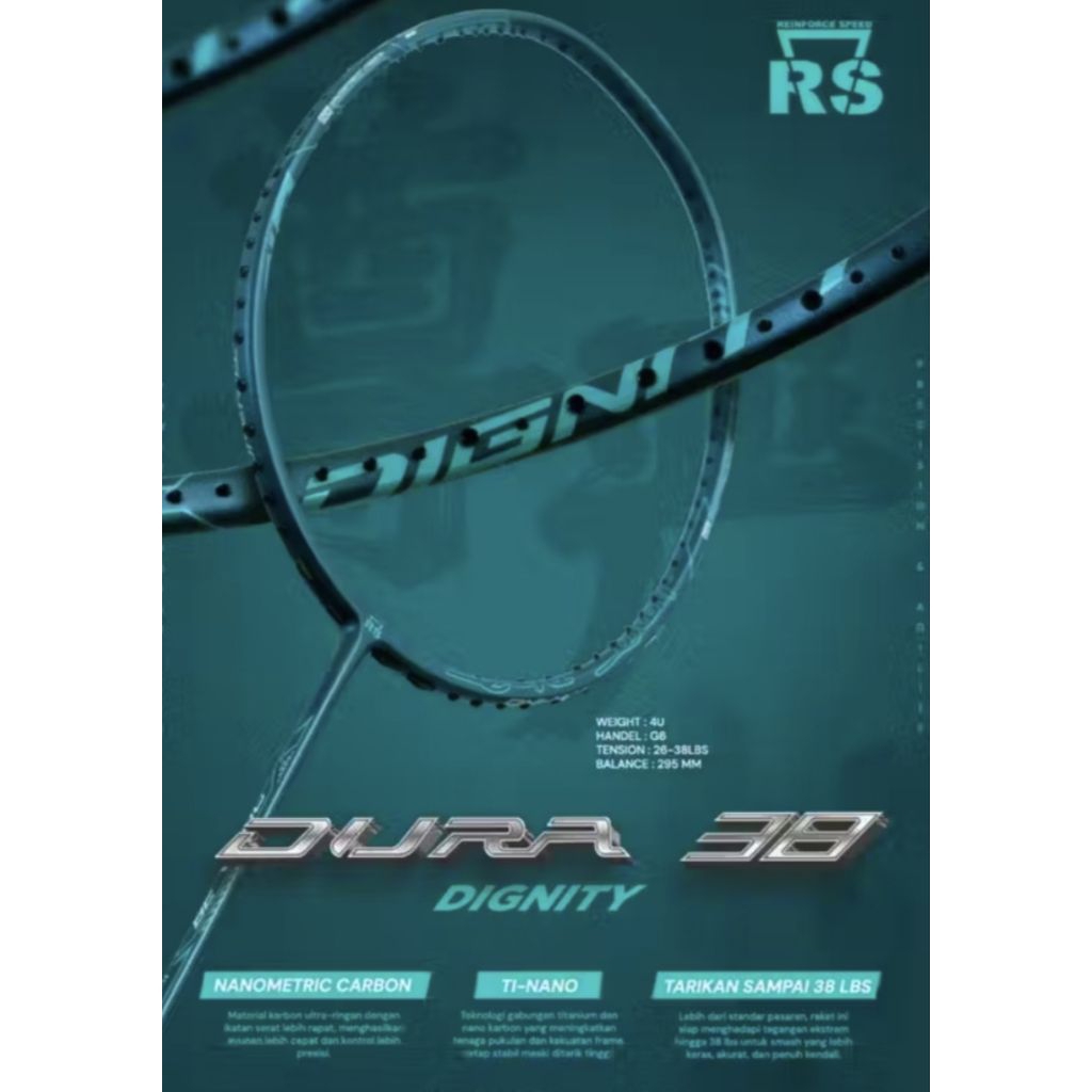 Raket Badminton RS DURA 38 Original Free Tas+Senar