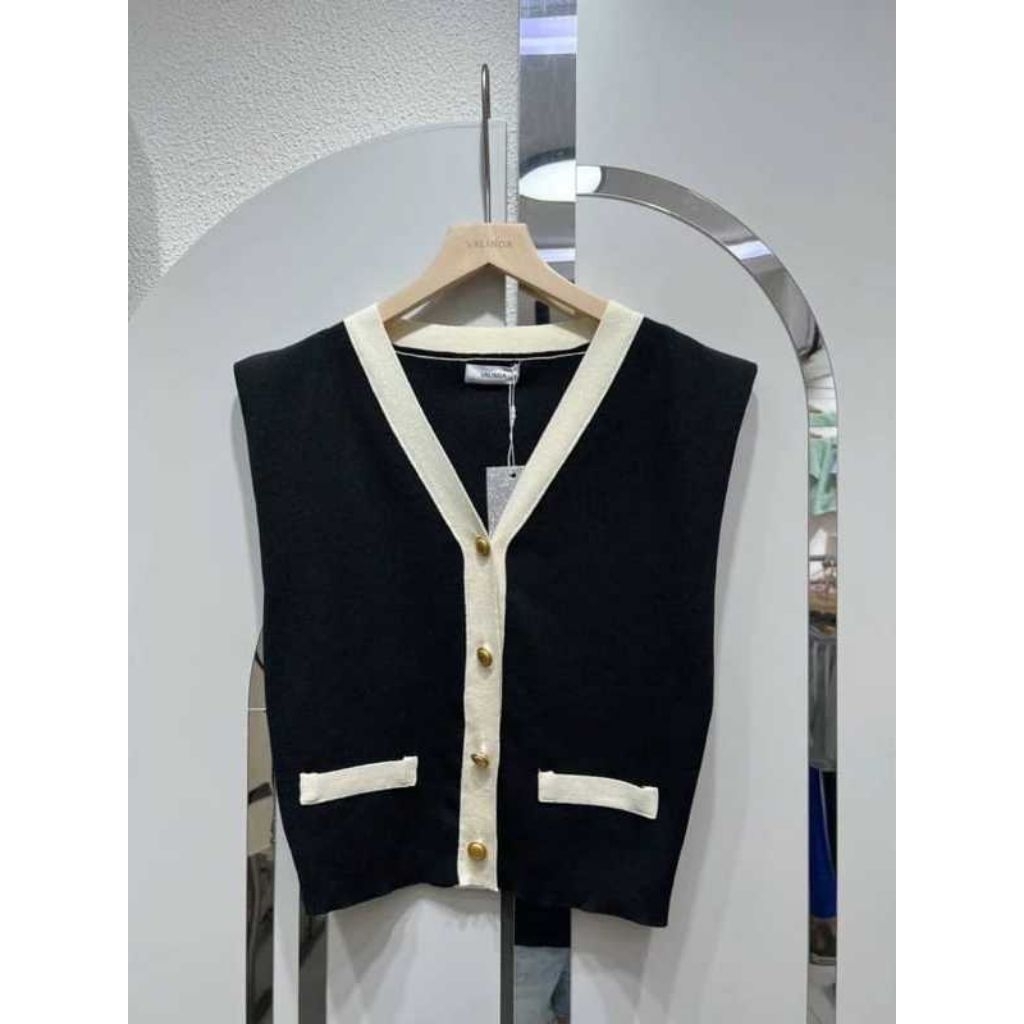 Atasan Vest Wanita Rajut Dewasa Rompi Lekbong Rajut Cardigan Kancing