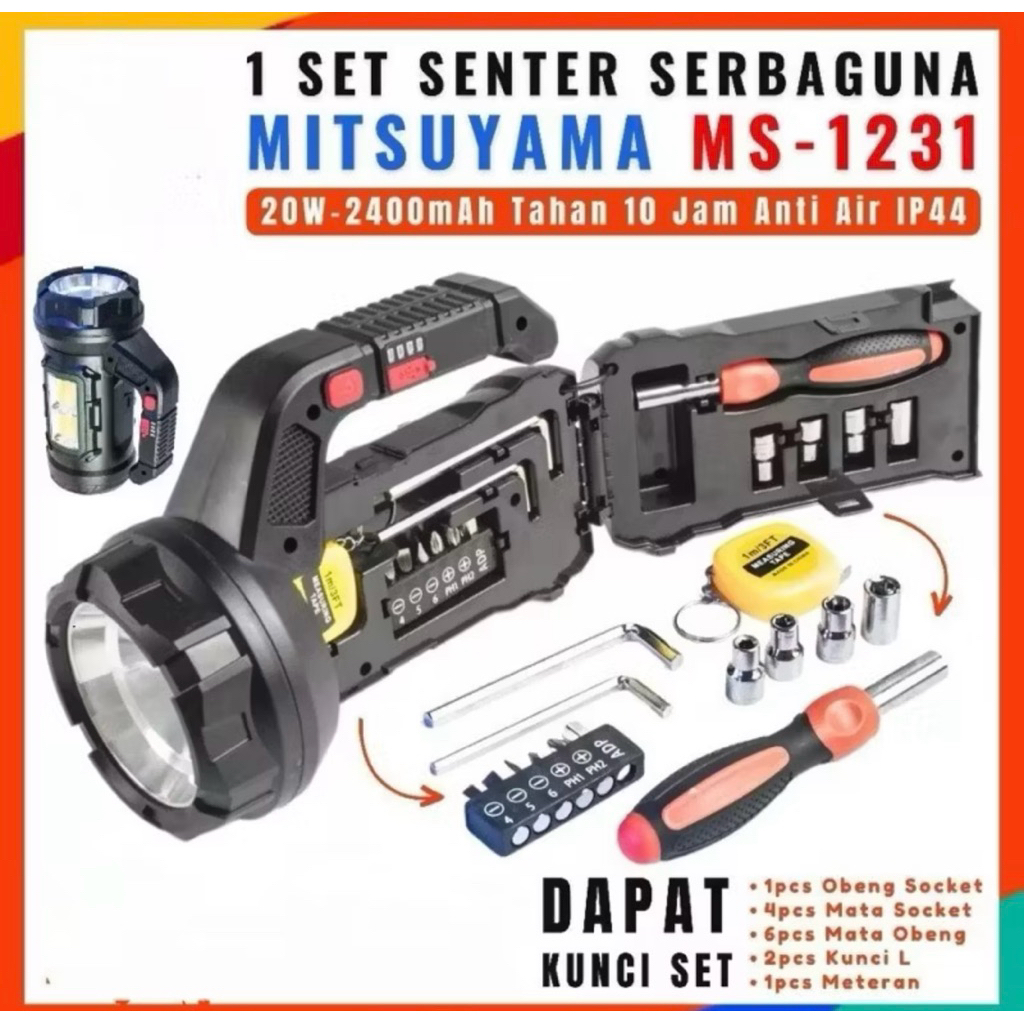 MS-1231 SENTER JUMBO SENTER TANGAN MULTIFUNGSI DILENGKAPI PERKAKAS SENTER TANGAN