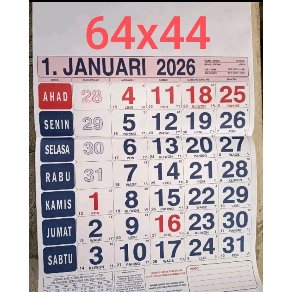 kalender dinding 2026 kalender jawa kalender almanak lengkap