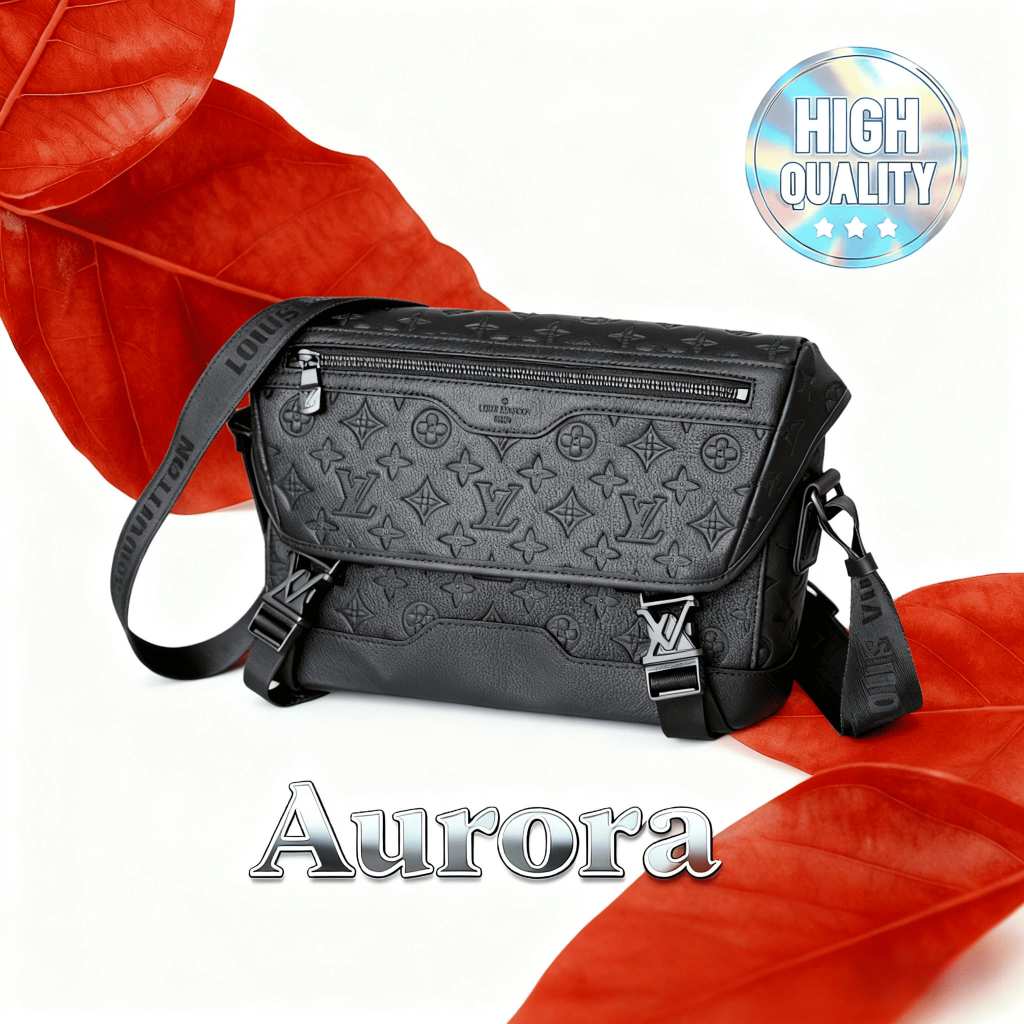 AURORA Tas Selempang Postman Kulit Hitam Wanita Desain Klasik Vintage, Bisa Bahu & Silang