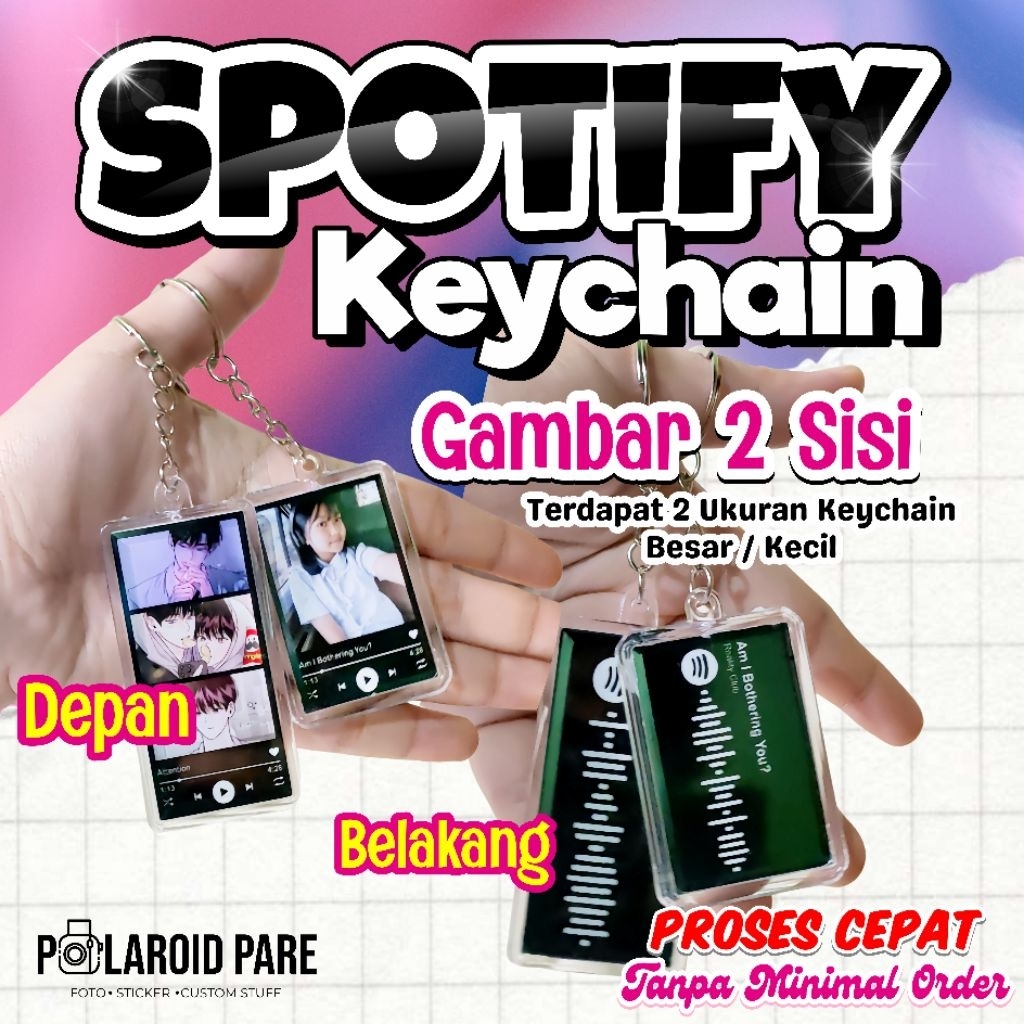 Gantungan Kunci Spotify | Ganci Spotify Custom Foto | Spotify Keychain Akrilik | Free Gift