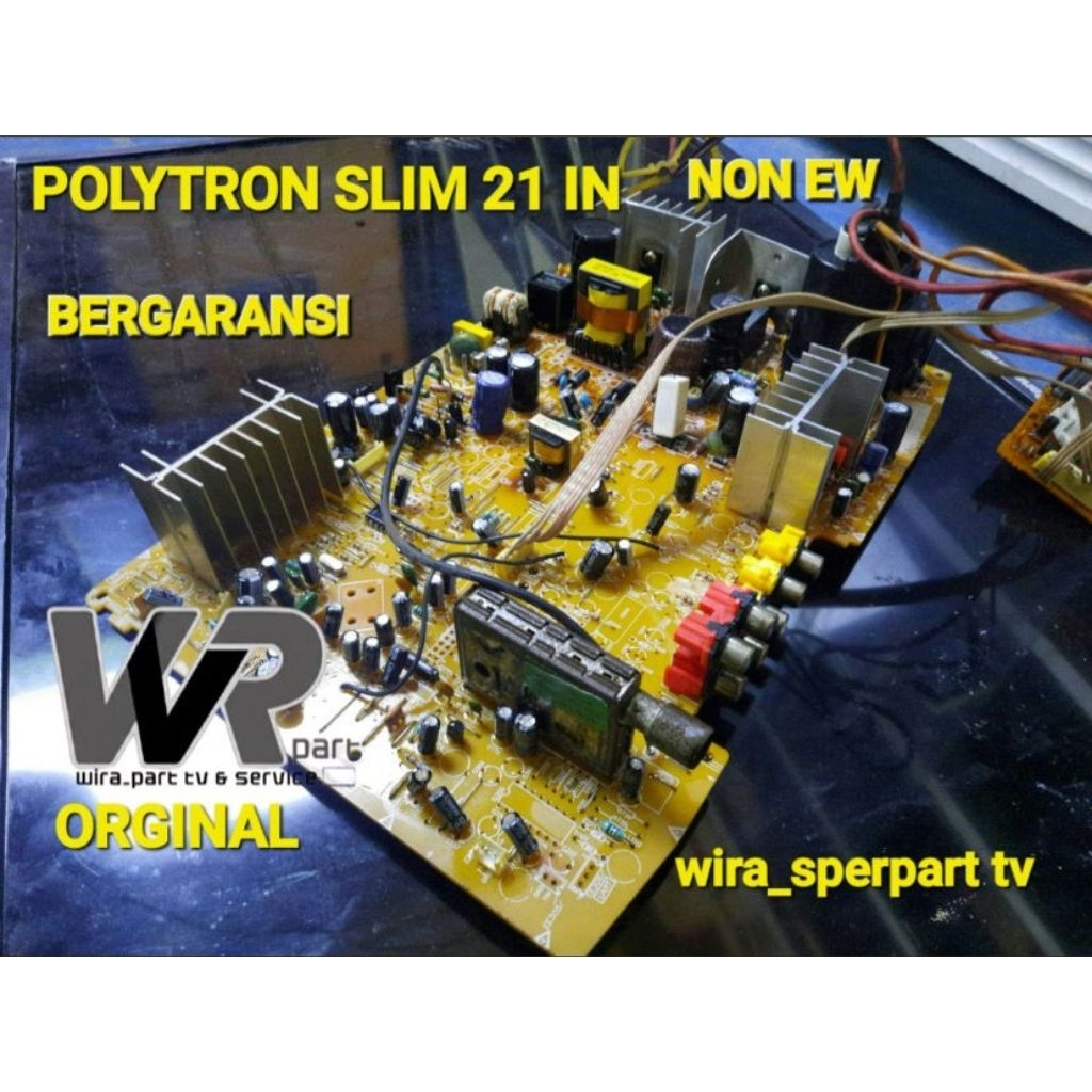 MESIN TV TABUNG / CRT POLYTRON SLIM 21 INCI PCB PANJANG NON EW ORGINAL BERGARANSI
