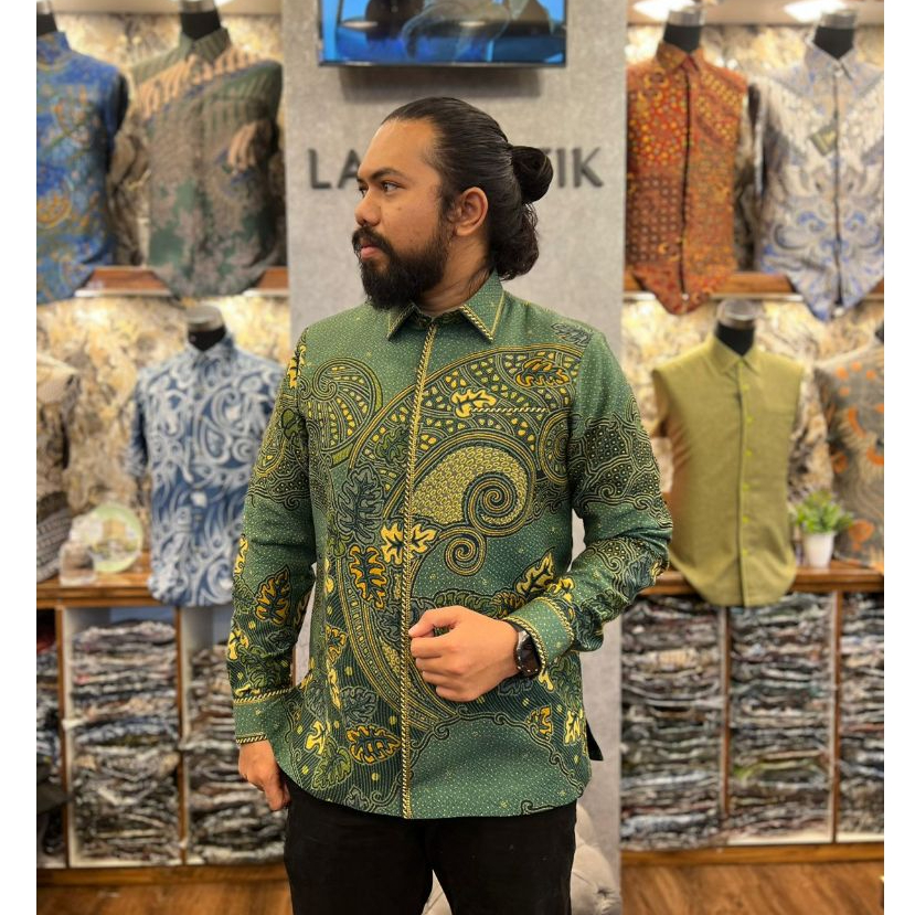 Lano Batik Semi Jas - Kemeja Batik Smock Semi Jas - Daun Sisik - Baju Batik Pria - Kemeja Batik Pria