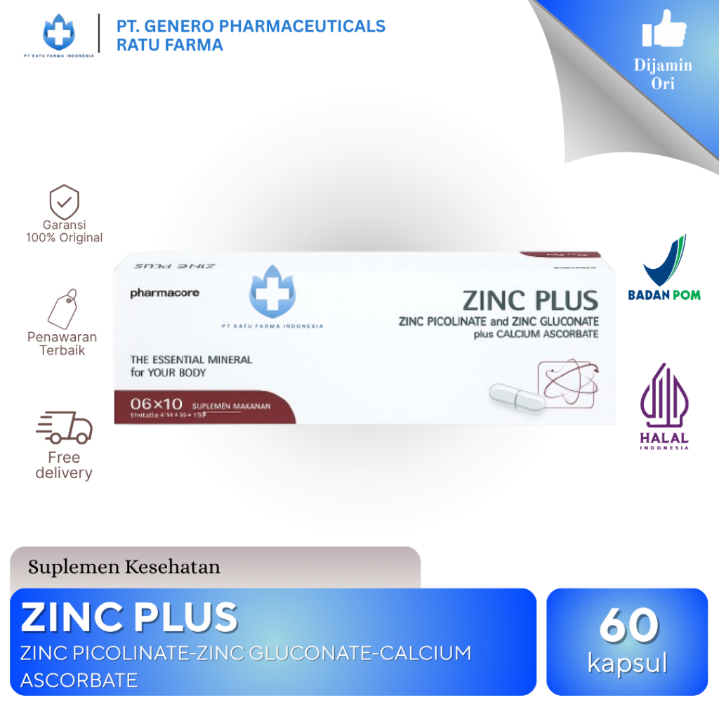 ZINC PLUS 1BOX/60TABLET | ZINC PICOLINATE-ZINC GLUCONATE-CALCIUM ASCORBATE | SUPLEMEN KESEHATAN