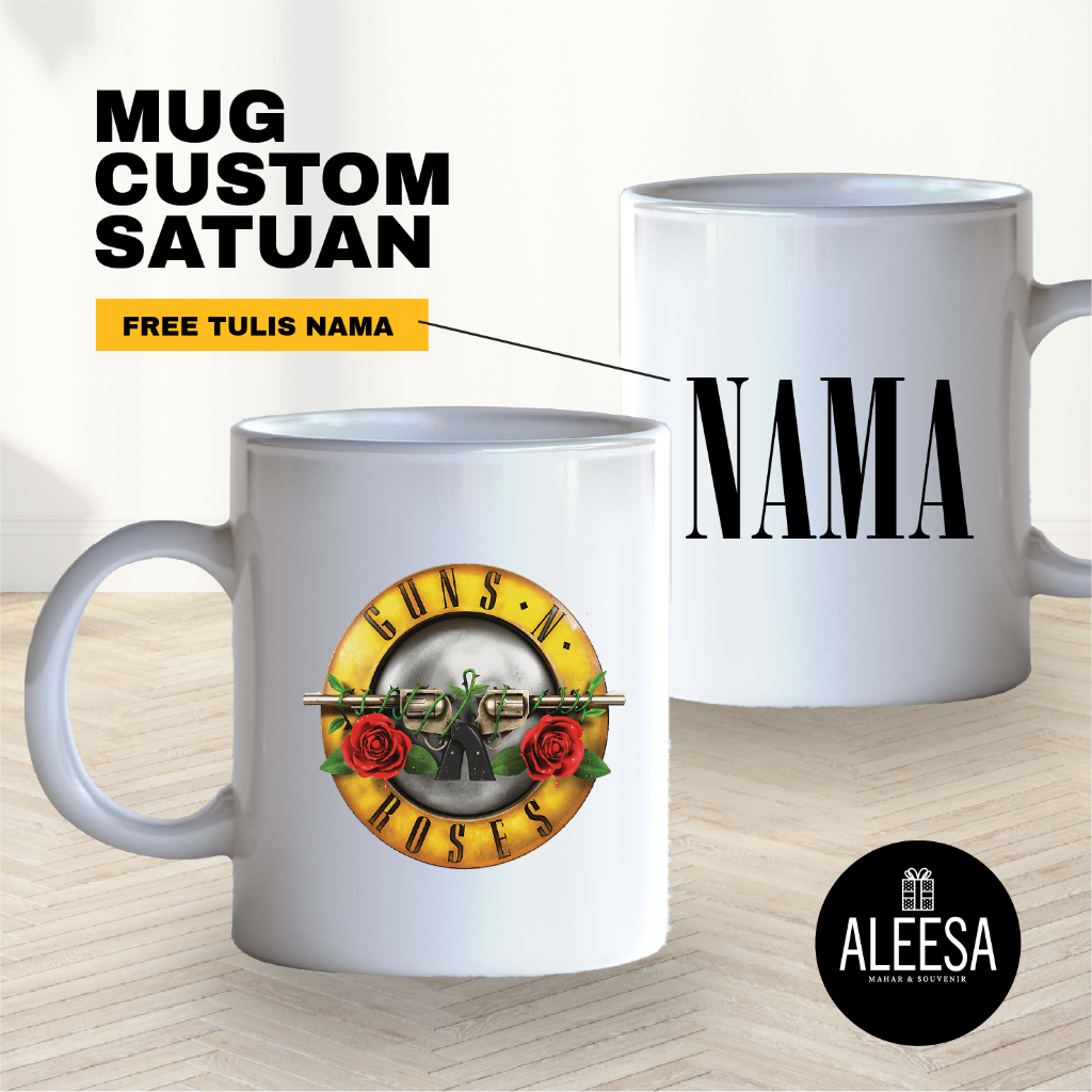Mug custom sablon satuan / mug kado custom / Band Gun Roses