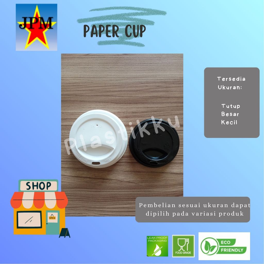 Tutup Paper Cup Besar Per 50 Pcs / Tutup Paper Cup Kecil / Tutup Cup Kopi / Tutup Cup Minuman / Tutu