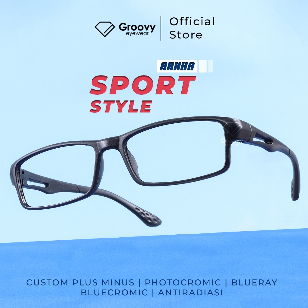 Groovy Eyewear - Kacamata Arkha Kotak Lensa Minus Lensa Baca Anti Sinar Ultraviolet Supersin